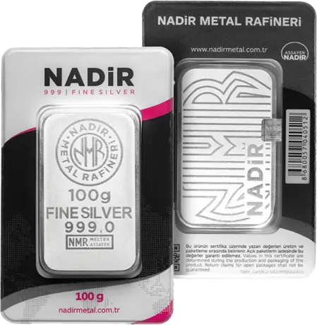 Pack of ten: 100g Silver Bar | Nadir Metal Rafineri