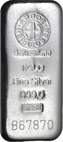 Pack of ten:    1 Kilo Silver Bar | Argor-Heraeus