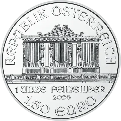 Package of 100:   1 oz Vienna Philharmonic Silver Coin | 2026