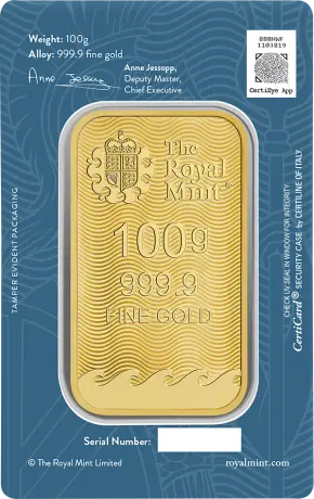 100g Britannia Gold Bar | Royal Mint
