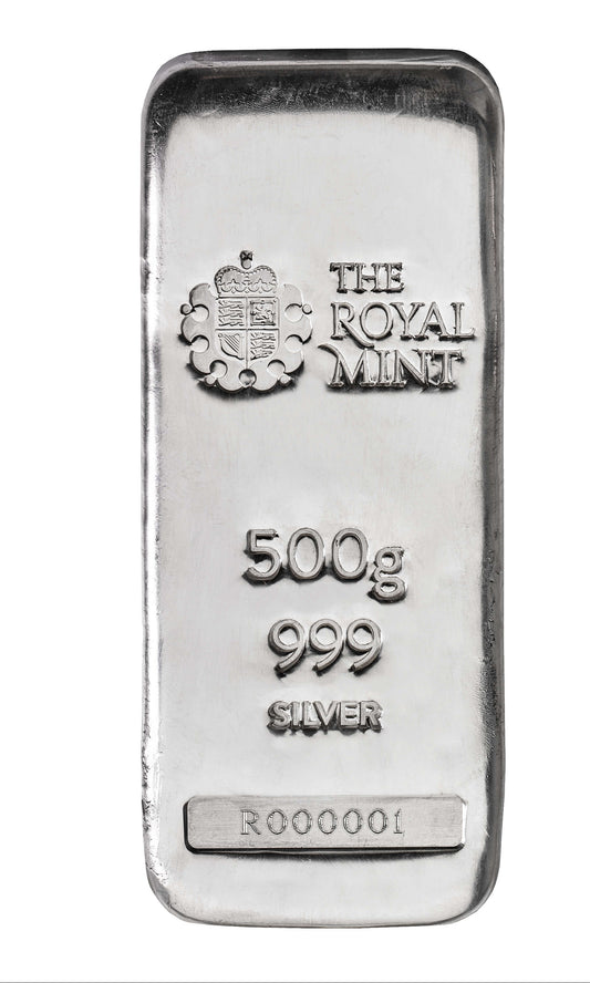 Pack of 100:    500g Silver Bullion Cast Bar